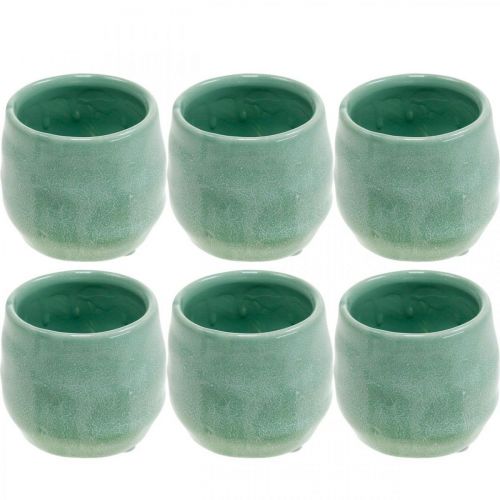 Floristik24 Mini cache-pot, récipient en céramique, lanterne décorative, cache-pot motif vague Ø8cm 6pcs