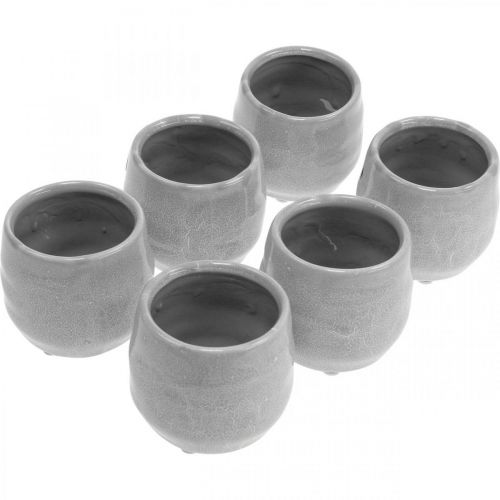 Floristik24 Cache-pot céramique, mini cache-pot, décoration céramique, motif lanterne vague Ø8cm 6pcs
