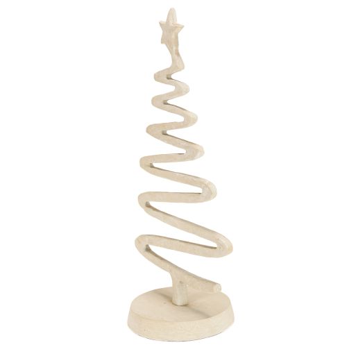 Article Mini sapin de Noël décoratif en métal aspect argile beige H30cm