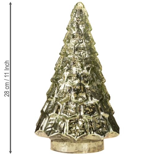 Article Mini sapin de Noël avec éclairage LED vert doré 28cm
