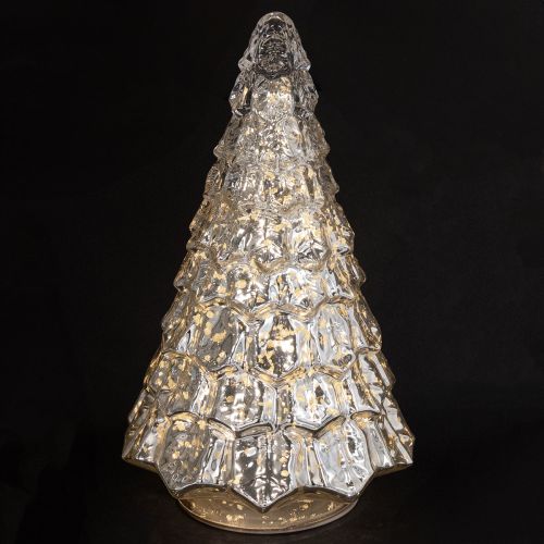 Article Mini sapin de Noël avec éclairage LED argent or 28cm