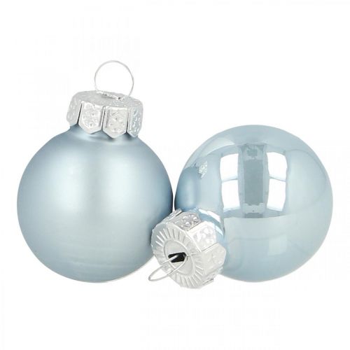 Floristik24 Mini boule de Noël en verre bleu brillant/mat Ø2.5cm 24p