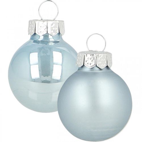 Floristik24 Mini boule de Noël en verre bleu brillant/mat Ø2,5cm 22 pcs