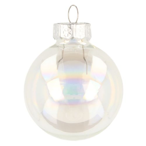 Mini boules de Noël en verre irisé transparent 4 cm 24 pcs