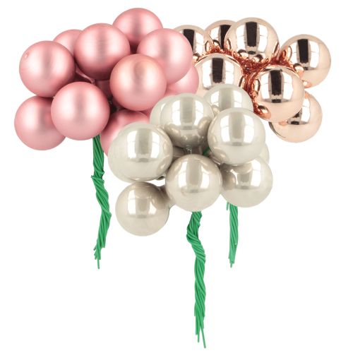 Floristik24 Mini boules de Noël en verre miroir baies rose crème Ø20mm 140 pcs