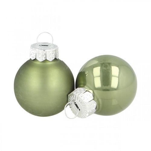 Floristik24 Mini boules de Noël verre vert brillant/mat Ø2,5cm 24 pcs