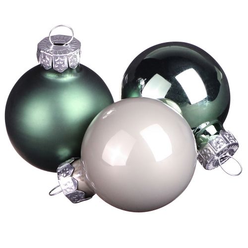 Mini boules de Noël verre vert nacre gris Ø3cm 22 pcs acheter | Floristik24.fr