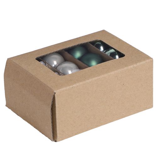 Mini boules de Noël verre vert nacre gris Ø3cm 22 pcs | Floristik24.fr