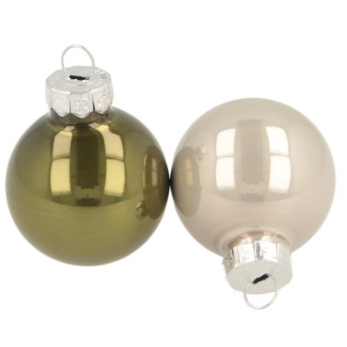 Mini boules de Noël en verre vert argent gris Ø3cm 22pcs