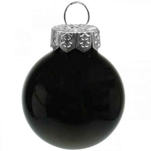 Article Mini boules de Noël verre noir brillant/mat Ø2,5cm 24 pcs