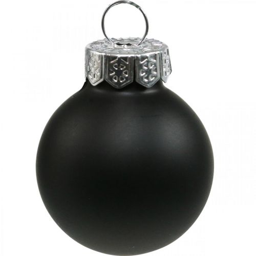 Article Mini boules de Noël verre noir brillant/mat Ø2,5cm 24 pcs