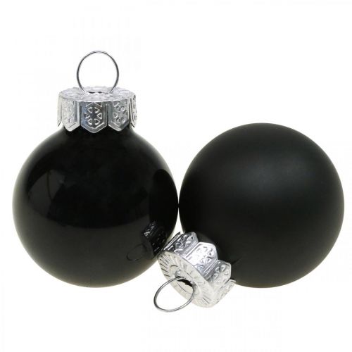Floristik24 Mini boules de Noël verre noir brillant/mat Ø2.5cm 24p