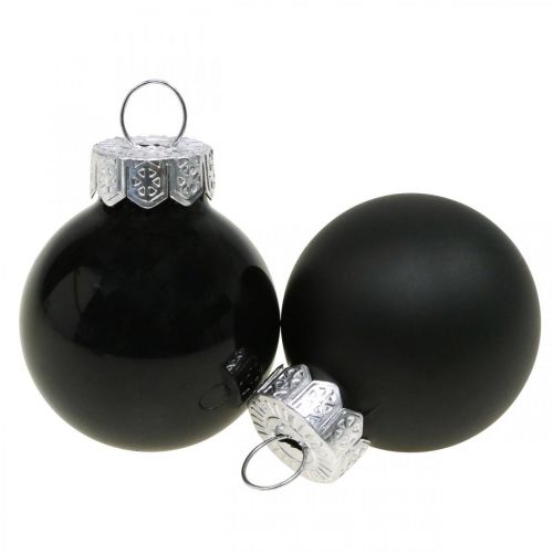 Floristik24 Mini boules de Noël verre noir brillant/mat Ø2,5cm 24 pcs