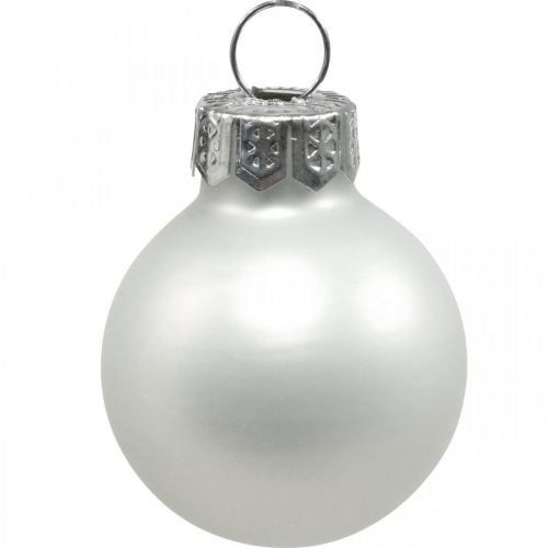 Article Mini boules de Noël verre blanc brillant/mat Ø2,5cm 24 pcs