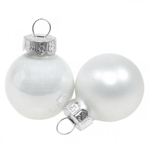 Floristik24 Mini boules de Noël verre blanc brillant/mat Ø2.5cm 24p