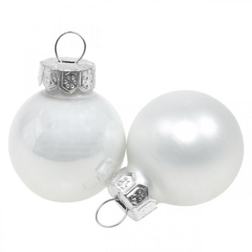 Floristik24 Mini boules de Noël verre blanc brillant/mat Ø2,5cm 24 pcs