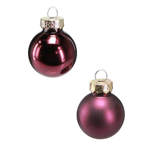 Floristik24 Mini boules de Noël en verre Ø2,5cm mauve 22 pcs