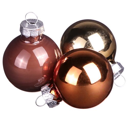 Mini boules de Noël verre mix doré marron Ø3,5cm 22 pcs