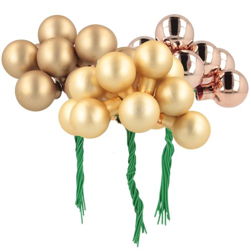 Floristik24 Mini boules de Noël or rose miroir baies 2 cm 140 pièces