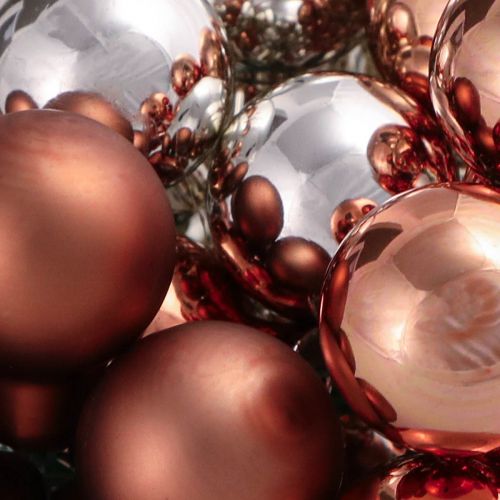 Article Mini boules de Noël fil d'abricot argenté Ø25mm 140 pcs