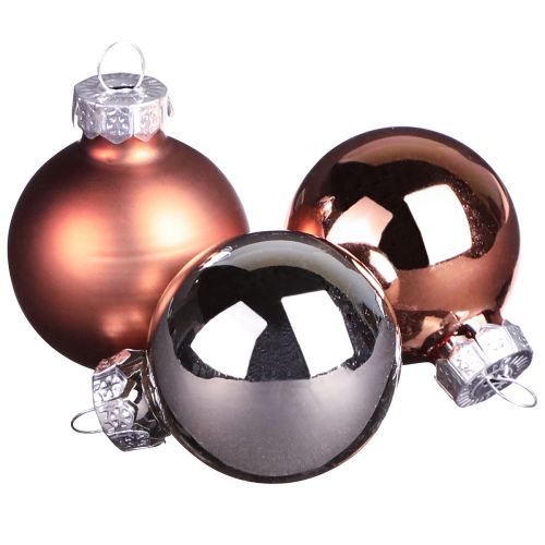 Article Mini boules de Noël verre abricot argent Ø3cm 22 pcs