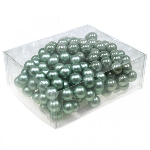 Floristik24 Mini boules de Noël sur fil de fer baies miroir menthe 20mm 140p