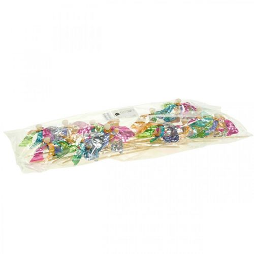 Floristik24 Mini moulin à vent, décoration de fête, moulin à vent sur bâton, coloré, décoration pour le jardin, bouchons de fleurs Ø8,5cm 12 pièces