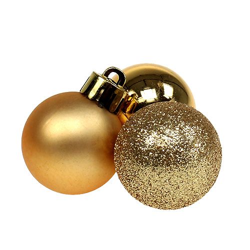 Floristik24 Mini boules de Noël dorées Ø3cm 14pcs