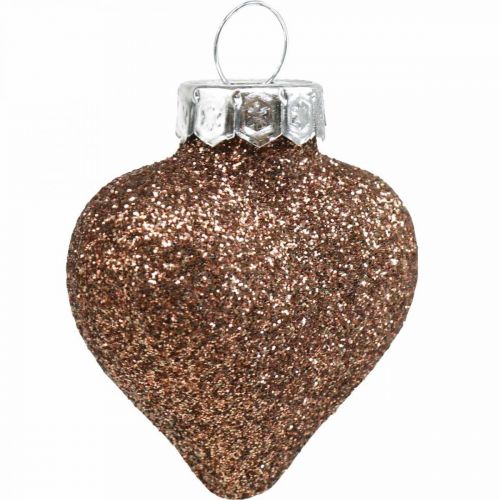 Floristik24 Mini mélange de décorations de sapin de Noël en verre brun trié 4cm 12pcs