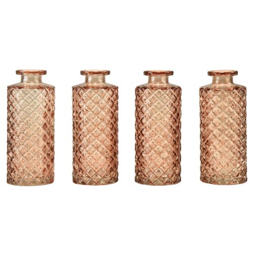 Mini vase en verre aspect cristal diamant marron H13,5cm 4pcs