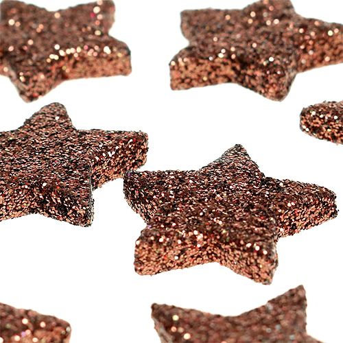 Article Mini étoile à paillettes pour étendre marron 2,5cm 48pcs