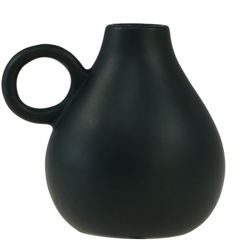 Mini vase en céramique anse noire décoration céramique H8,5cm