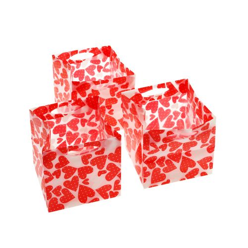 Floristik24 Mini sacs en plastique rouges 6,5 x 6,5 cm 12 p.