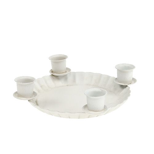 Floristik24 Mini assiette avec porte bougie 4x arbre Ø10cm crème