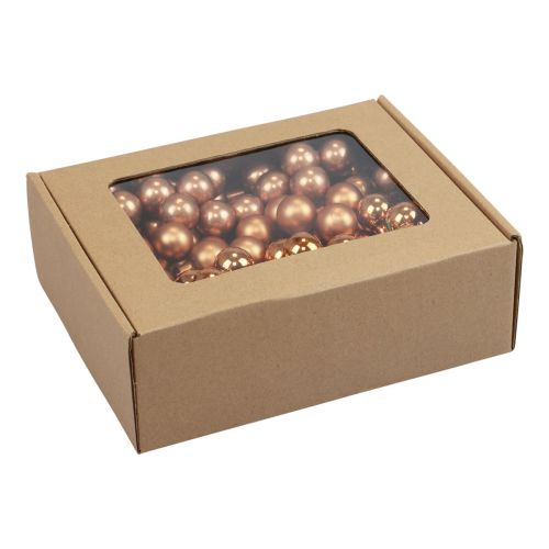Article Mini boules de Noël sur fil de verre orange Ø2cm 140 pcs