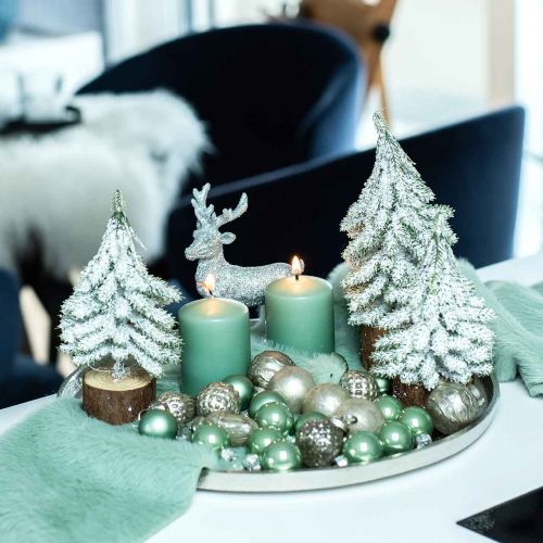Floristik24 Mini boules de Noël verre vert brillant/mat Ø2,5cm 24 pcs