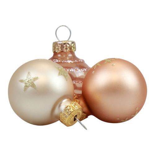 Mini boules de Noël en verre crème boules de verre cuivre Ø3cm 9pcs
