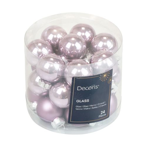Floristik24 Mini boules de Noël verre lilas violet brillant/mat Ø2,5cm 20 pcs