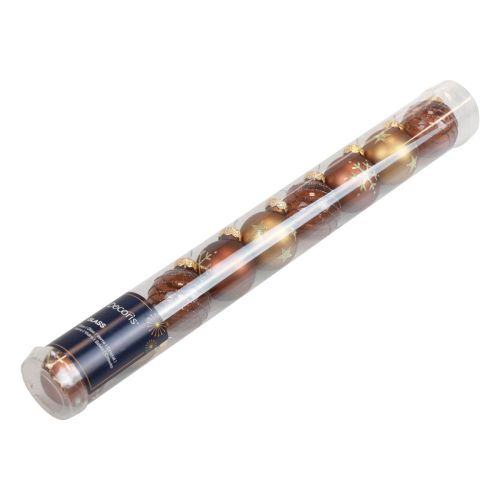 Floristik24 Mini boules de Noël en verre boules de verre marron doré Ø3cm 9pcs