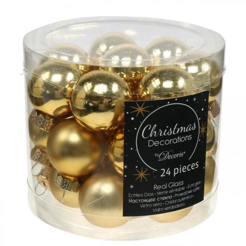 Article Mini boules de Noël verre doré Ø2,5cm 24 pcs