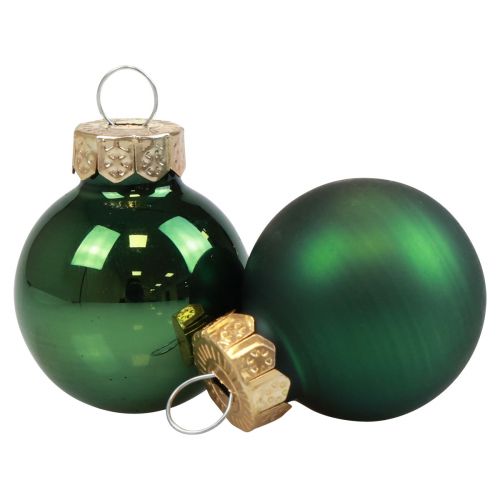 Mini boules de Noël verre vert brillant/mat Ø2,5cm 20p