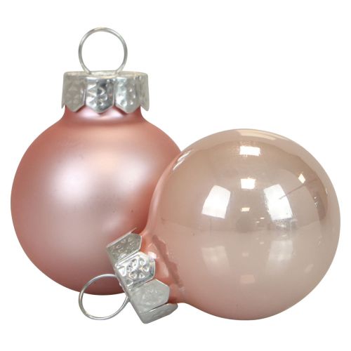 Floristik24 Mini boules de Noël verre rose mat/brillant Ø2,5cm 20 pcs