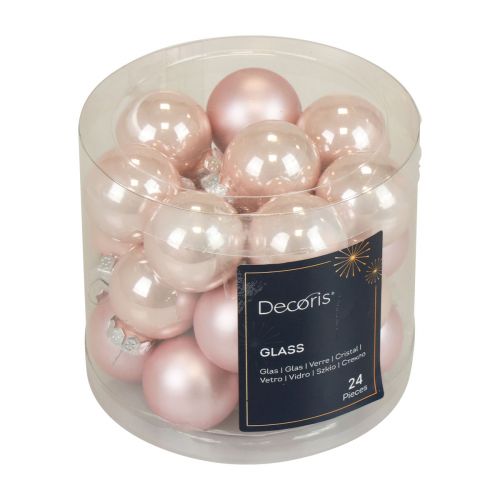 Article Mini boules de Noël verre rose mat/brillant Ø2,5cm 20 pcs