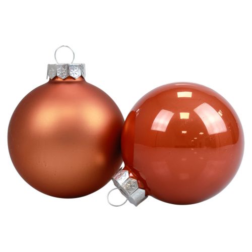 Floristik24 Mini boules de Noël en verre boules de verre rouge-marron Ø4cm 24 pcs