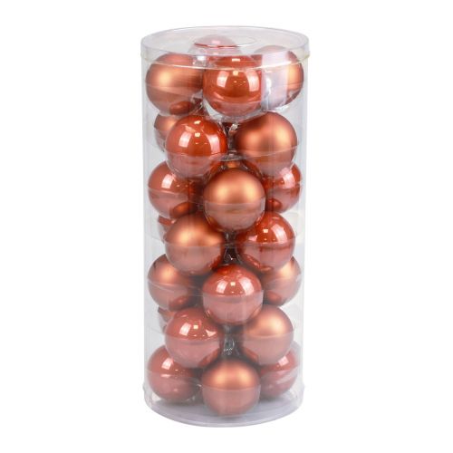 Floristik24 Mini boules de Noël en verre boules de verre rouge-marron Ø4cm 24 pcs