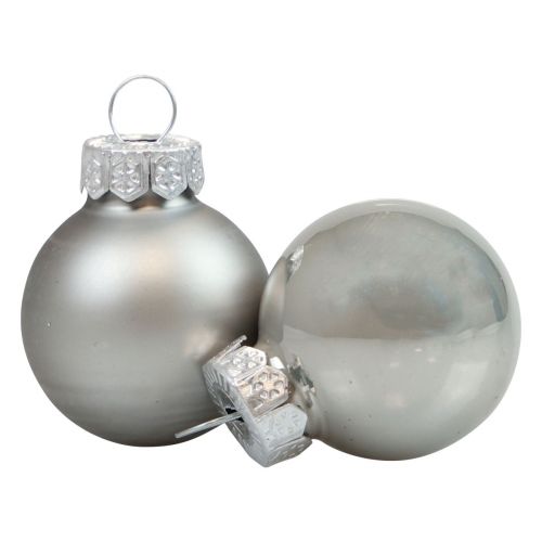 Mini boules de Noël verre argent brillant/mat Ø2,5cm 20p