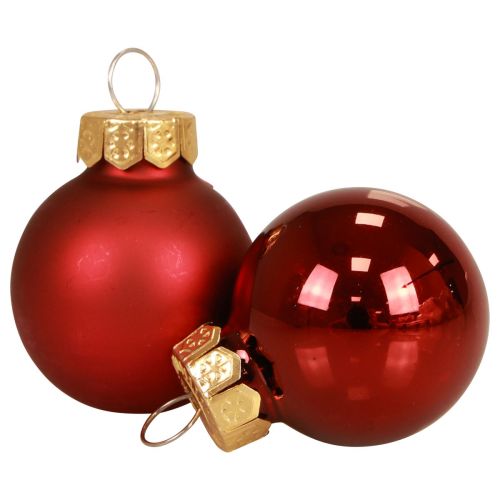 Floristik24 Mini boules de Noël rouge mat/brillant Ø2,5cm 20 pcs