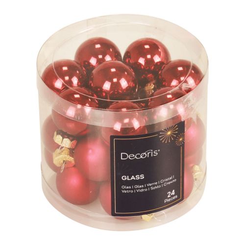Floristik24 Mini boules de Noël rouge mat/brillant Ø2,5cm 20 pcs