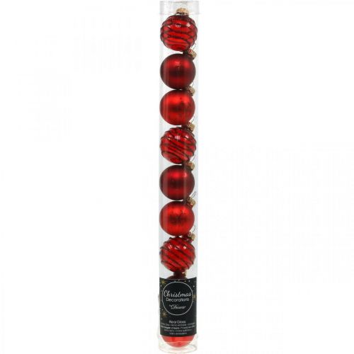 Article Mini boules de Noël mélange rouge verre véritable Ø3cm 9 pcs