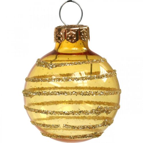 Floristik24 Mini boules de Noël mix rouge/jaune verre véritable Ø3cm 9pcs